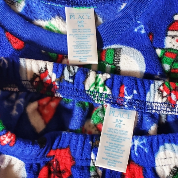 The Childrens Place blue fleece snowman PJ set - Picture 7 of 7